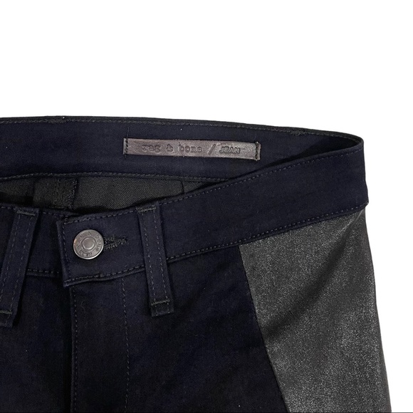 RAG AND BONE Black Denim Leather Jeans Pants - Picture 3 of 6